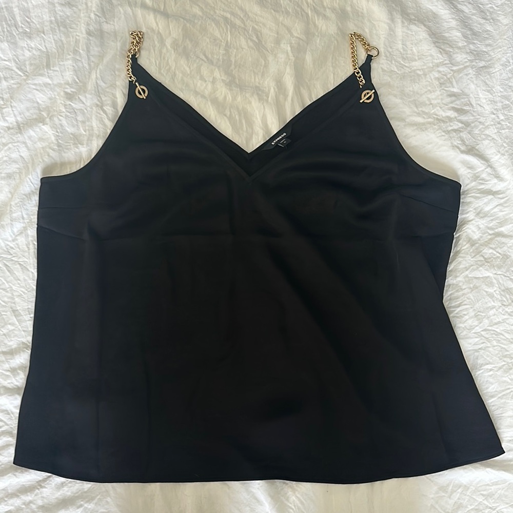 Black Women's Top with Gold Chain Straps